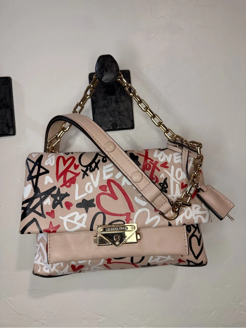 Michael Kors Ceecee Graffiti Top Handle Shoulder Bag with key!